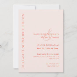 Modern Wedding Dinner Rehearsal-Blush Inbjudningar