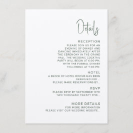 Modern wedding Enclosure Card  Details. Tilläggskort