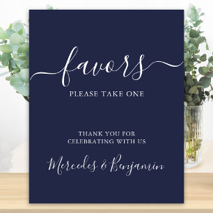 Modern Wedding Favors Personlig Navy Blue Poster