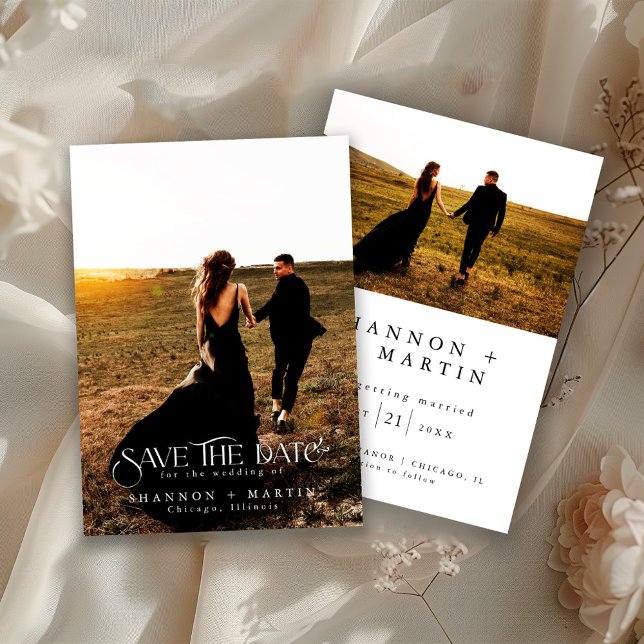 Modern Wedding Full Photo Typography Script Spara Datumet (Skapare uppladdad)