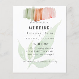 Modern WEDDING-inbjudan för vattenfärg i Löv