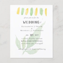 Modern WEDDING-inbjudan för vattenfärg i Löv
