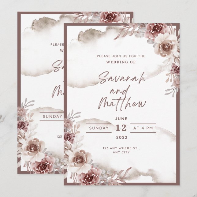 Modern Wedding Invitation Clean Minimal Style Inbjudningar (Fram/baksida)
