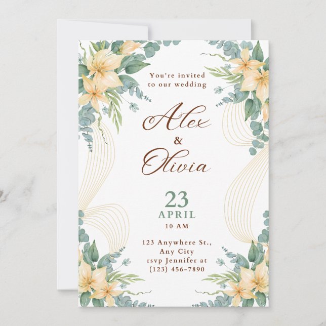 Modern Wedding Invitation Elegant Minimal Layout Inbjudningar (Framsida)