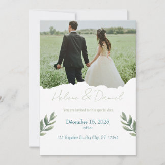 Modern Wedding Invitation – Green Gray Inbjudningar