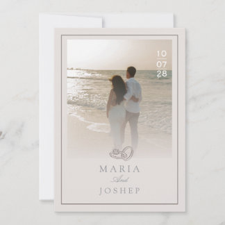 Modern Wedding Invitation with Bold Date Front Inbjudningar