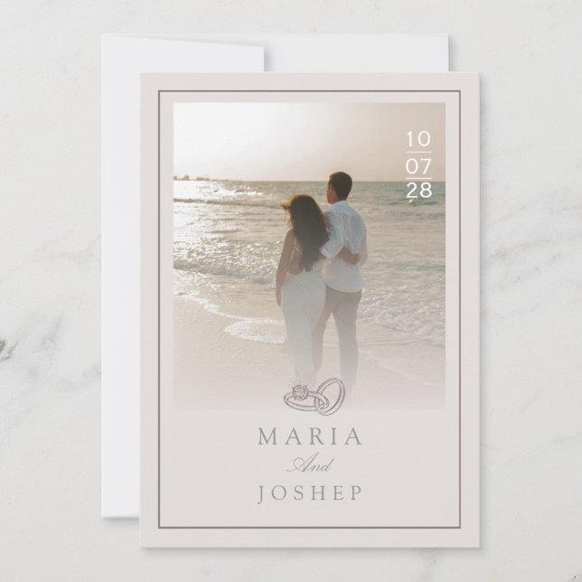 Modern Wedding Invitation with Bold Date Front  Inbjudningar (Framsida)