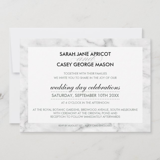 MODERN WEDDING INVITE modern mod spot marble marbl Inbjudningar (Baksida)