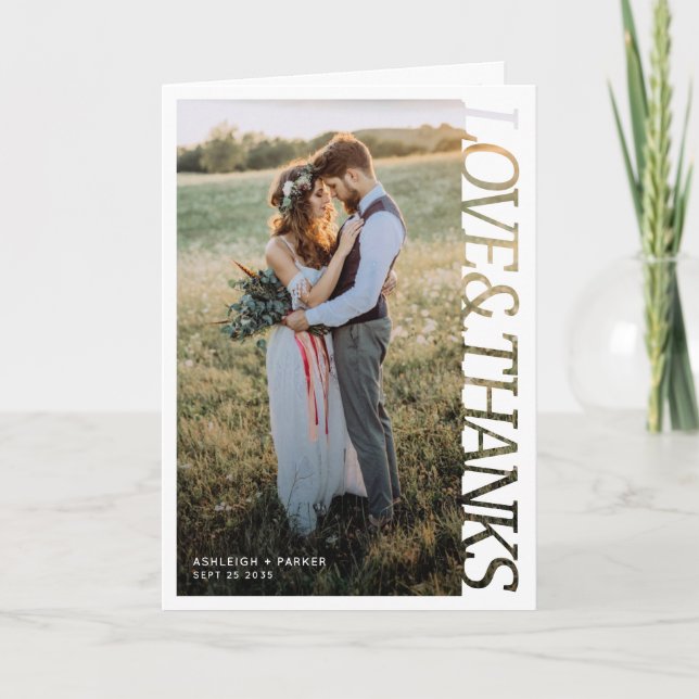 Modern Wedding Love and Thanks 2 Photo  Tack Kort (Framsida)