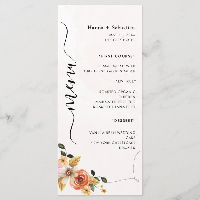 Modern  Wedding Menu Meny (Framsida)