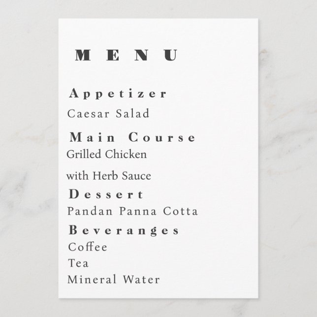 Modern Wedding Menu Template Meny (Framsida)