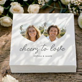 Modern Wedding Napkins Cheers to Love Photo Hearts Pappersservett