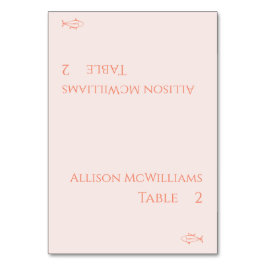 Modern Wedding Place cards-Blush Fish Icon- Bordsnummer