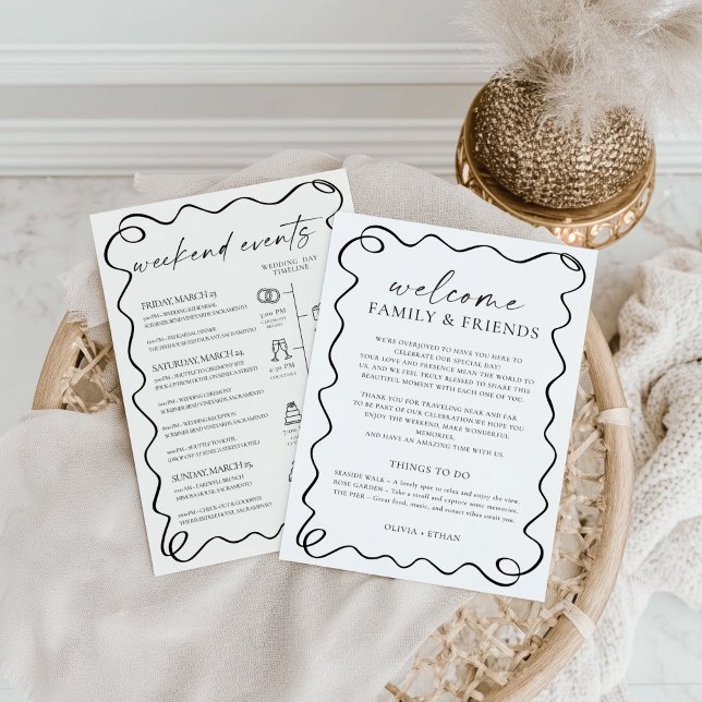  Modern Wedding Welcome Bag Letter & Timeline Card Inbjudningar (Skapare uppladdad)