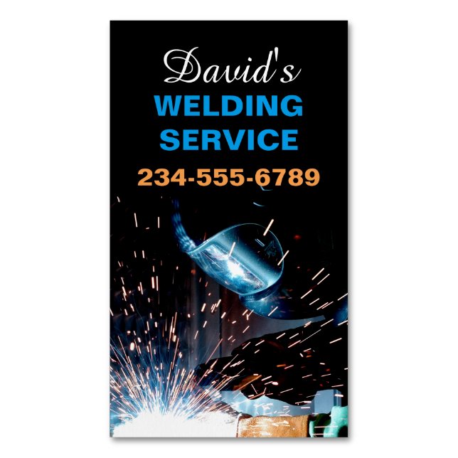 Modern Welding Service och Metall Fabrication Phot Magnetiska Visitkort (Framsida vertikal)
