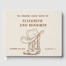 Modern Western Cowboy Boots and Hat Barn Wedding Gästböcker