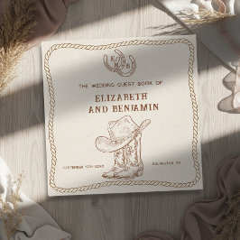 Modern Western Horseshoe Initials Cowboy Wedding Gästböcker