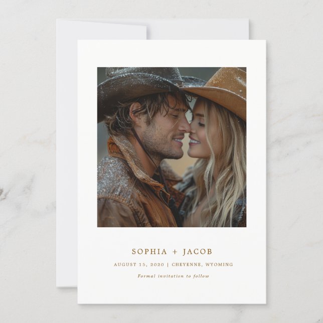 Modern Western Photo Cowboy Cowgirl Save the Date  Inbjudningar (Framsida)