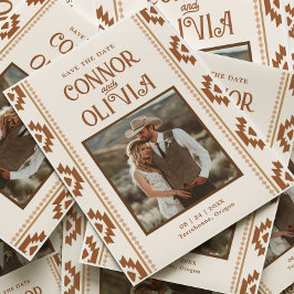 Modern Western Photo Save the Date Card Inbjudningar