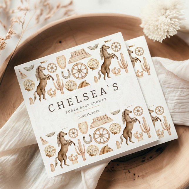 Modern Western Rodeo Watercolor Baby Shower Pappersservett (Skapare uppladdad)