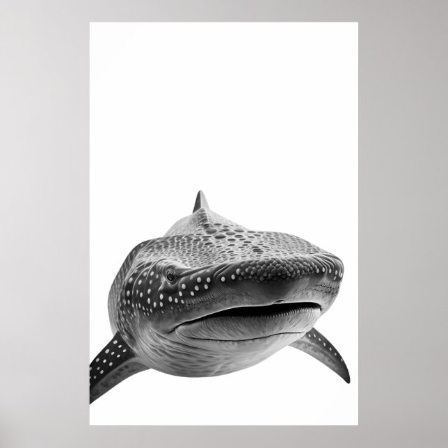 Modern Whale Shark Porträtt svart vit Poster (Framsidan)