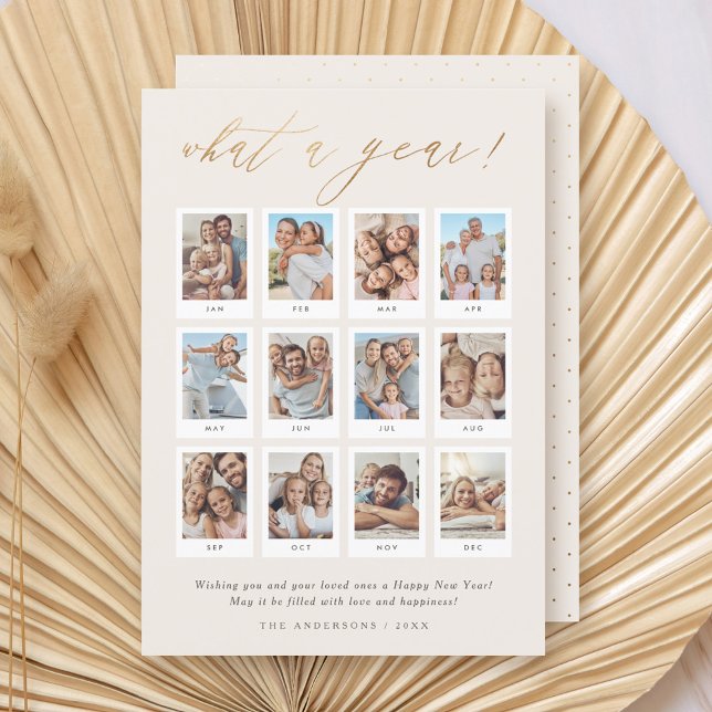 Modern What A Year 12 Foto Collage Gott Nytt År Julkort (Skapare uppladdad)