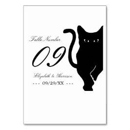 Modern Whimsical Black Cat Bröllop Bordsnummer