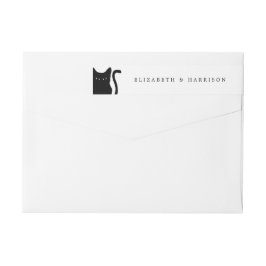 Modern Whimsical Black Cat Bröllop Etikettband