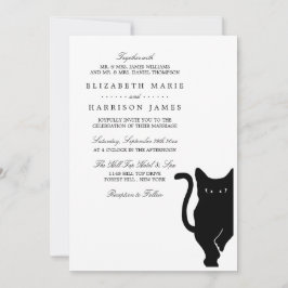 Modern Whimsical Black Cat Bröllop Inbjudningar