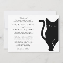 Modern Whimsical Black Cat Bröllop Inbjudningar