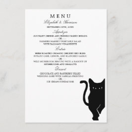 Modern Whimsical Black Cat Bröllop Menu Meny