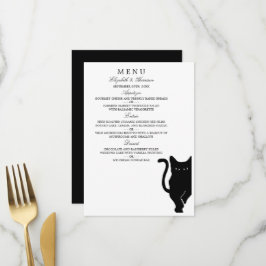 Modern Whimsical Black Cat Bröllop Menu Meny