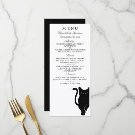 Modern Whimsical Black Cat Bröllop Menu Meny