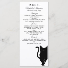 Modern Whimsical Black Cat Bröllop Menu Meny