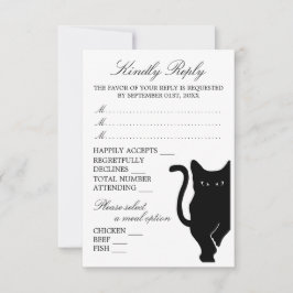 Modern Whimsical Black Cat Bröllop OSA Kort