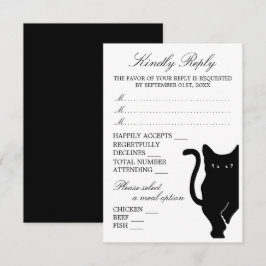 Modern Whimsical Black Cat Bröllop OSA Kort