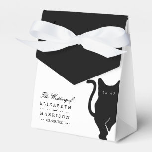 Modern Whimsical Black Cat Bröllop Presentaskar