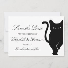 Modern Whimsical Black Cat Bröllop Spara Datumet
