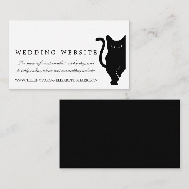 Modern Whimsical Black Cat Bröllop webbplats Infog Tilläggskort (Fram/baksida)