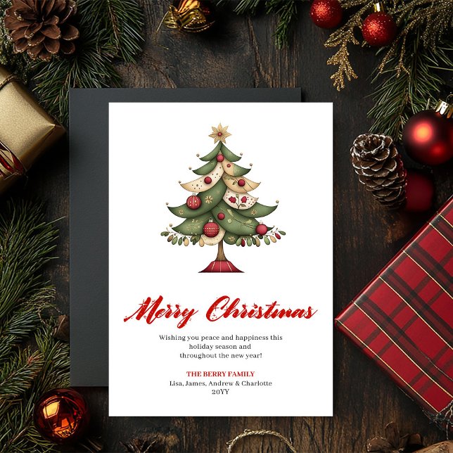 Modern Whimsical Christmas Tree Greeting Layout Julkort (Modern Whimsical Christmas Tree Greeting Layout)