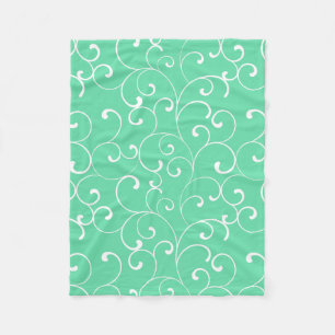 Modern Whimsical Curls Aqua Fleecefilt