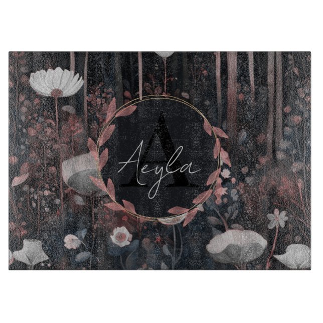 Modern Whimsical Elegant Wildblommor Monogram (Framsidan)