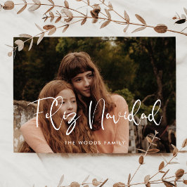 Modern Whimsical Feliz Navidad julfoto Julkort