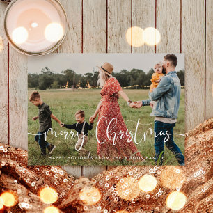 Modern Whimsical God jul Family Photo Julkort