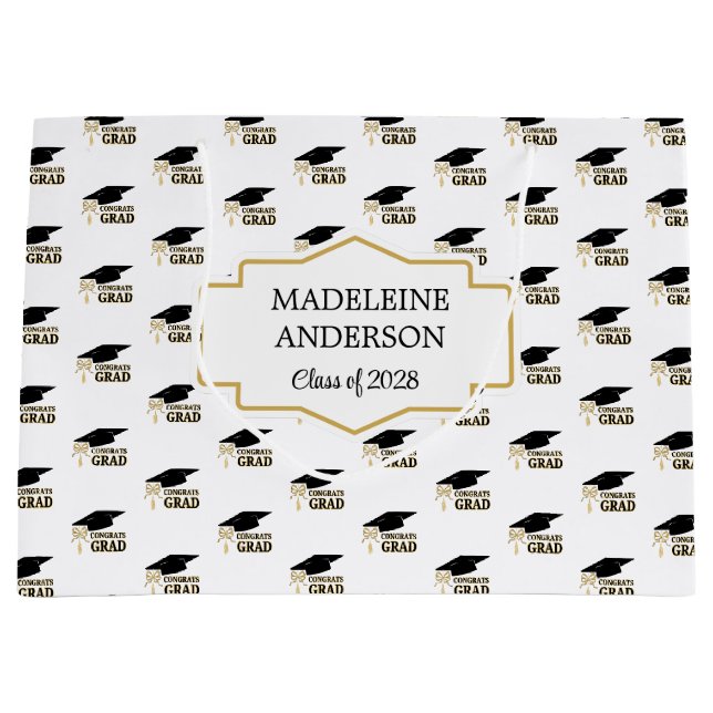 Modern Whimsical Gold Black Graduation Cap (Framsidan)