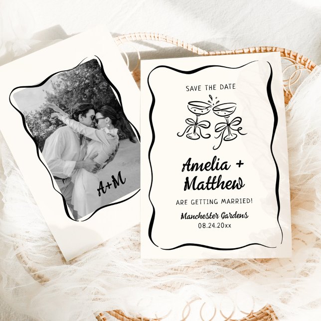 Modern & Whimsical Handritad Save the Date Inbjudningar (Skapare uppladdad)