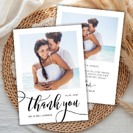 Modern Whimsical Huge Script 2 Photo Bröllop Tack Kort