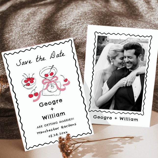 Modern & Whimsical Martiniglas Oliv och Körsbär  Inbjudningar (Skapare uppladdad)