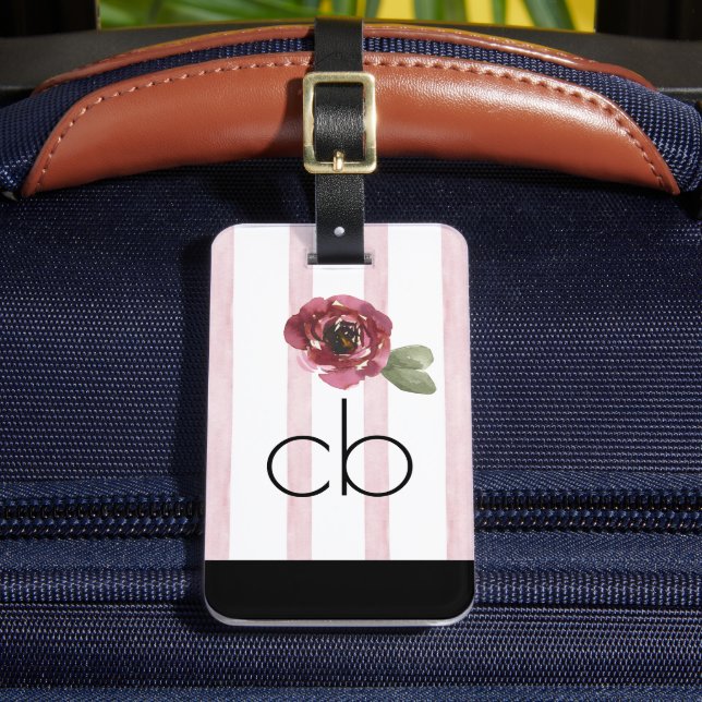 Modern Whimsical Monogram Luggage Tag Bagagebricka (Framsida Insitu 2)