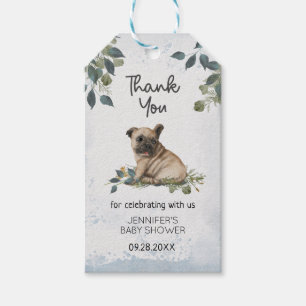 Modern Whimsical Mops Puppy Baby Shower Presentetikett